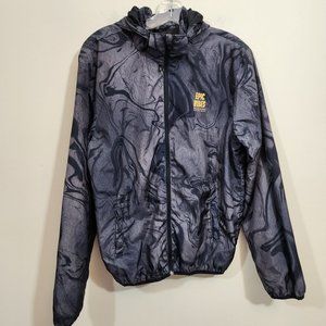 H & M marble tie dyed Epic Vibes windbreaker jacket w/ detatchable hood boys 20